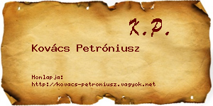 Kovács Petróniusz névjegykártya